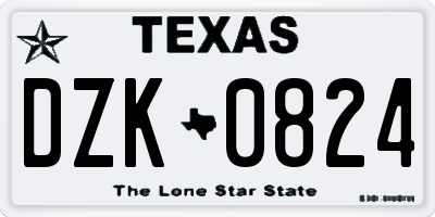 TX license plate DZK0824