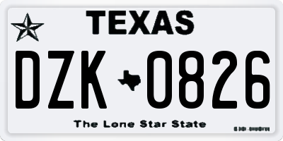 TX license plate DZK0826