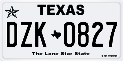TX license plate DZK0827