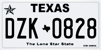 TX license plate DZK0828