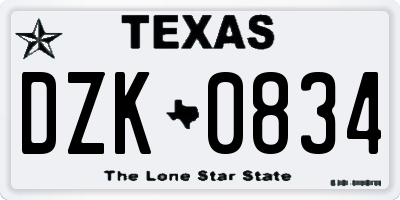 TX license plate DZK0834
