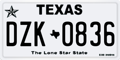 TX license plate DZK0836