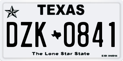 TX license plate DZK0841