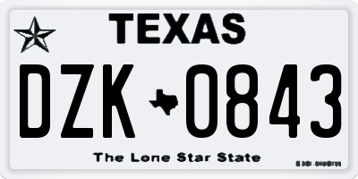 TX license plate DZK0843