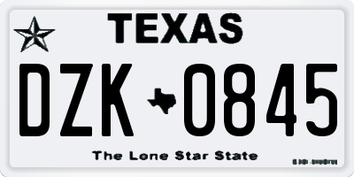 TX license plate DZK0845