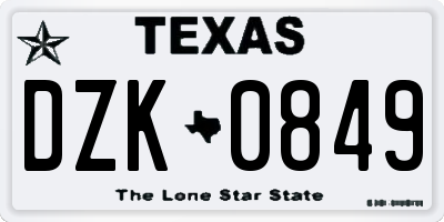 TX license plate DZK0849