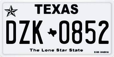 TX license plate DZK0852