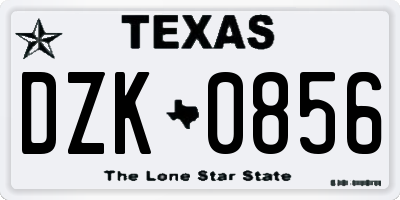 TX license plate DZK0856