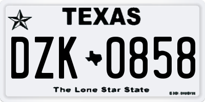 TX license plate DZK0858