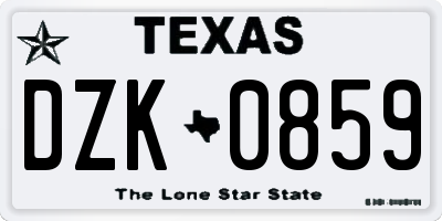 TX license plate DZK0859