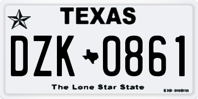 TX license plate DZK0861