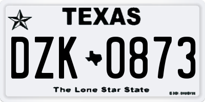 TX license plate DZK0873