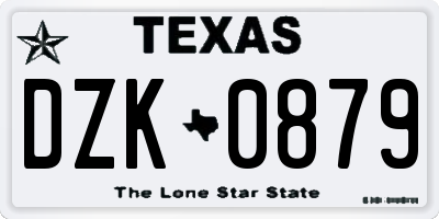 TX license plate DZK0879