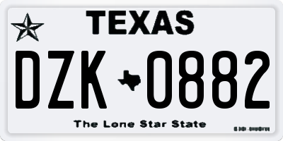 TX license plate DZK0882