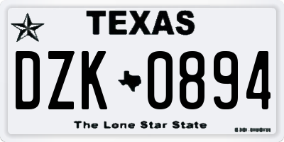 TX license plate DZK0894