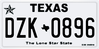 TX license plate DZK0896