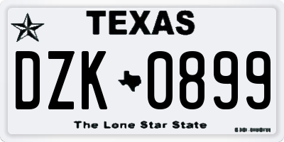 TX license plate DZK0899