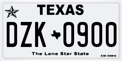 TX license plate DZK0900