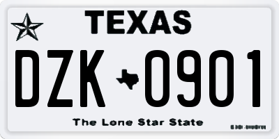 TX license plate DZK0901