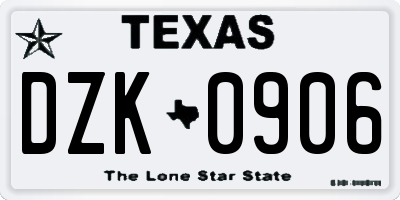 TX license plate DZK0906