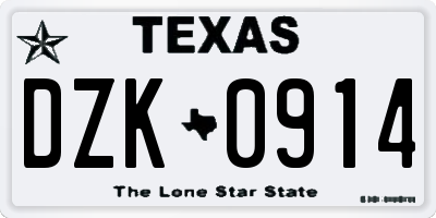 TX license plate DZK0914