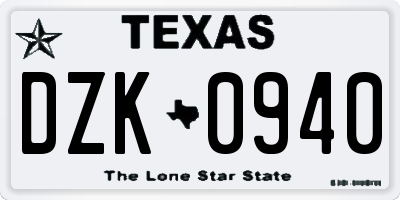 TX license plate DZK0940