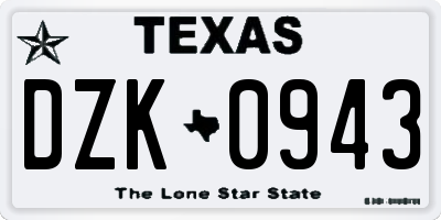 TX license plate DZK0943