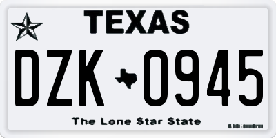 TX license plate DZK0945
