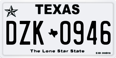 TX license plate DZK0946