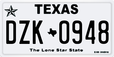 TX license plate DZK0948