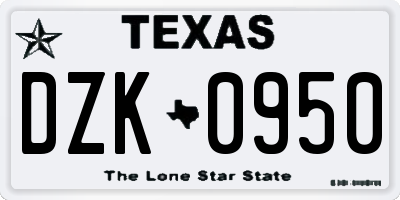 TX license plate DZK0950