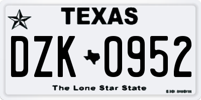 TX license plate DZK0952