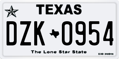 TX license plate DZK0954