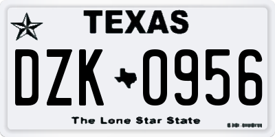 TX license plate DZK0956