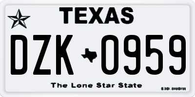 TX license plate DZK0959
