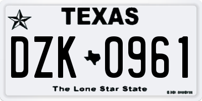 TX license plate DZK0961