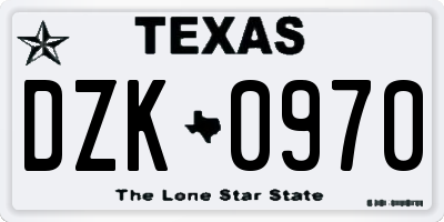 TX license plate DZK0970
