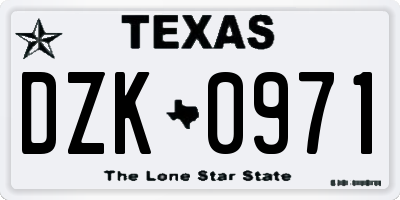 TX license plate DZK0971