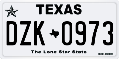 TX license plate DZK0973