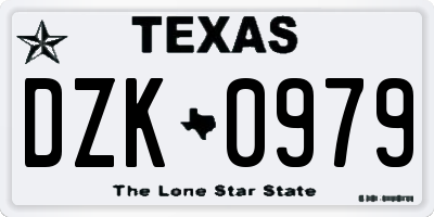 TX license plate DZK0979
