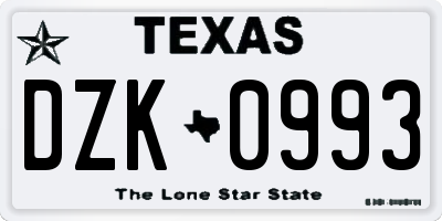 TX license plate DZK0993