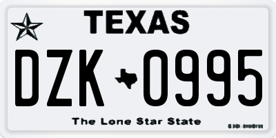 TX license plate DZK0995
