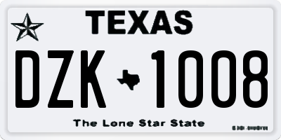 TX license plate DZK1008