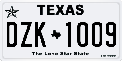 TX license plate DZK1009