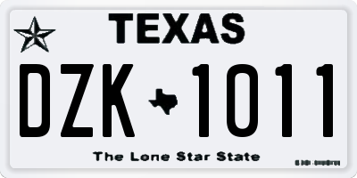 TX license plate DZK1011