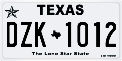 TX license plate DZK1012