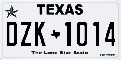 TX license plate DZK1014