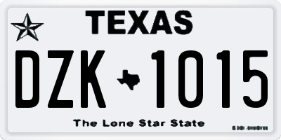 TX license plate DZK1015