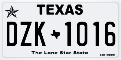 TX license plate DZK1016