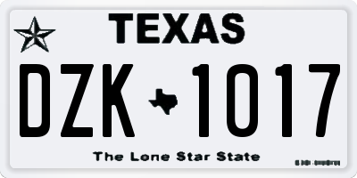 TX license plate DZK1017